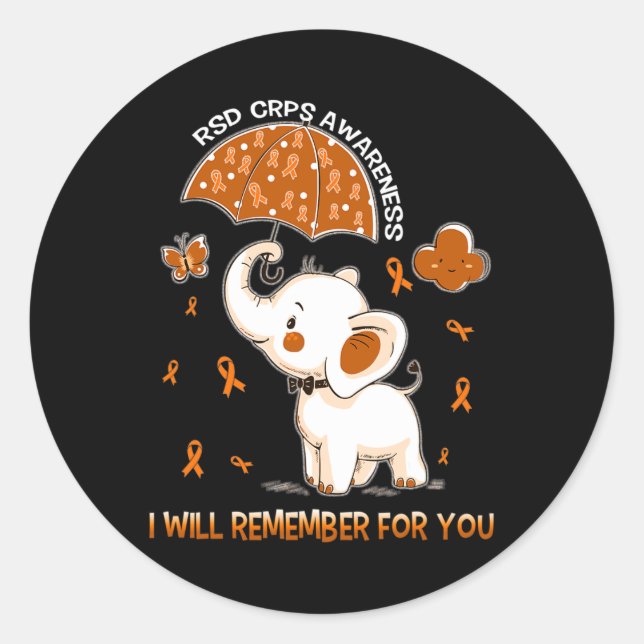 Rsd Crps Awareness Elephant 1  Classic Round Sticker (Front)