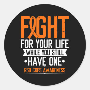 Rsd Crps Awareness Fight For Life Warrior Orange R Classic Round Sticker