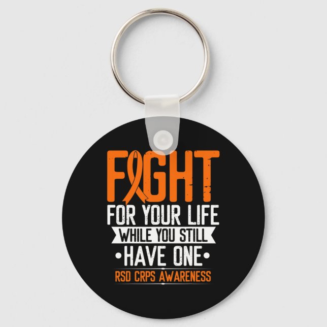 RSD CRPS Awareness Fight for Life Warrior Orange R Key Ring (Front)