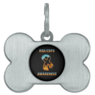 RSD/CRPS AWARENESS fire & ice ribbon Pet ID Tag