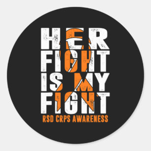 Rsd Crps Awareness Her Fight Orange Ribbon Complex Classic Round Sticker