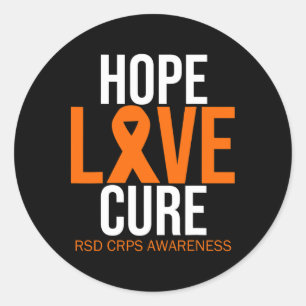 Rsd Crps Awareness Hope Love Cure Fighter Orange R Classic Round Sticker