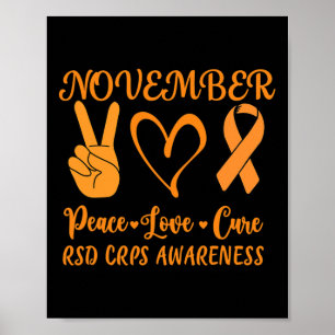 Rsd Crps Awareness Month November Peace Love Cure Poster
