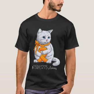 RSD CRPS Awareness Month Orange Ribbon Cat T-Shirt