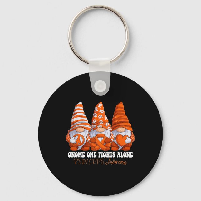 RSD CRPS Awareness Month Orange Ribbon Gnomies Sup Key Ring (Front)