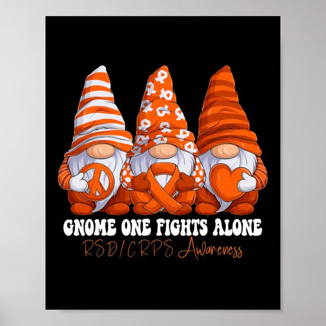 RSD CRPS Awareness Month Orange Ribbon Gnomies Sup Poster (Front)