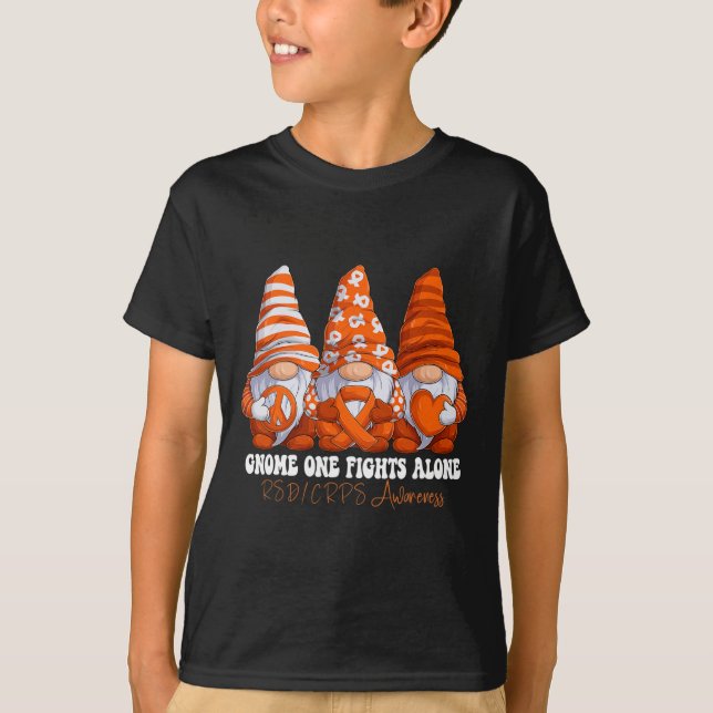 RSD CRPS Awareness Month Orange Ribbon Gnomies Sup T-Shirt (Front)