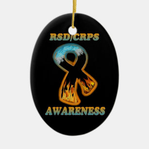 RSD/CRPS Awareness ribbon  (ice/fire) Ceramic Tree Decoration