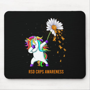 Rsd Crps Awareness Unicorn Orange Ribbon Daisy Mouse Mat