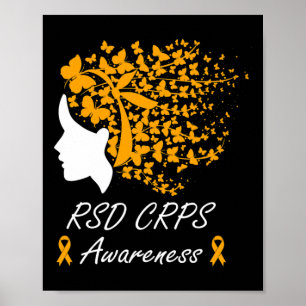 Rsd Crps Awareness - Women Butterflies Hair Orange Poster