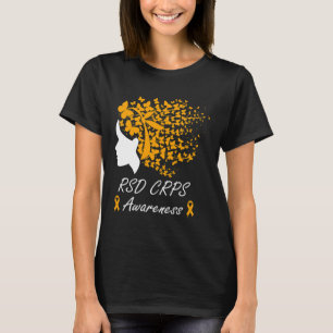 Rsd Crps Awareness - Women Butterflies Hair Orange T-Shirt