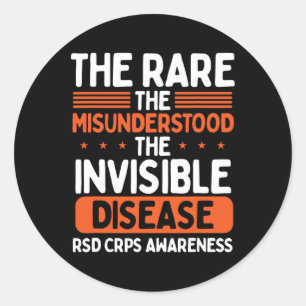 Rsd Crps Warrior Orange Ribbon Invisible Disease C Classic Round Sticker