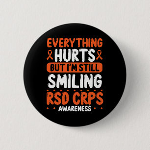 Rsd Crps Warrior Orange Ribbon Still Smiling Crps  6 Cm Round Badge