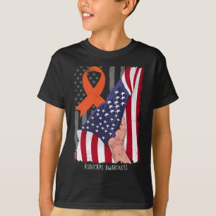 RSDCRPS Awareness Vintage American Flag Orange Rib T-Shirt