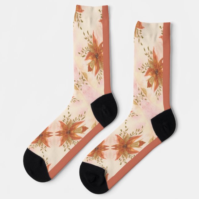 Rst Peach Floral Socks (Left)
