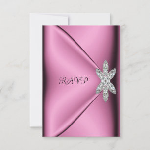 RSVP 21st Birthday Party Pink Silk Diamond Jewel Card