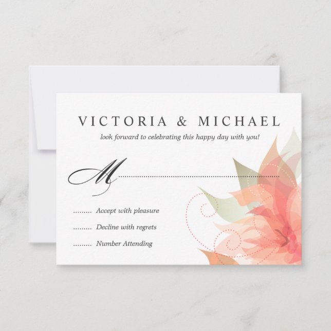 RSVP 2-Sided Peachy Orange Floral Card (Front)
