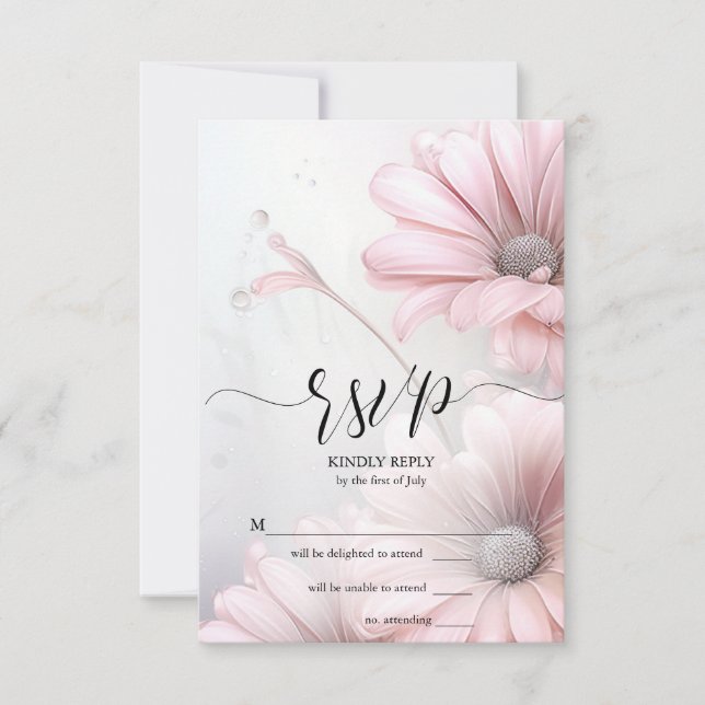 RSVP 2 Stunning Elegant Pink Daisies Card (Front)