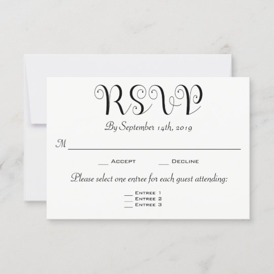 Rsvp 3 Entree Choices Reception Card Invitation Zazzle Co Uk