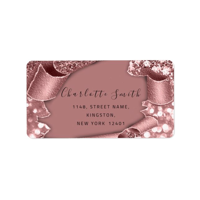  RSVP 3D  Frame Glitter Rose Royal Blush Glam Label (Front)