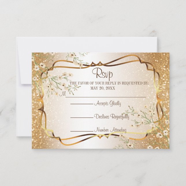 RSVP 50th Gold Glitter Anniversary Card (Front)