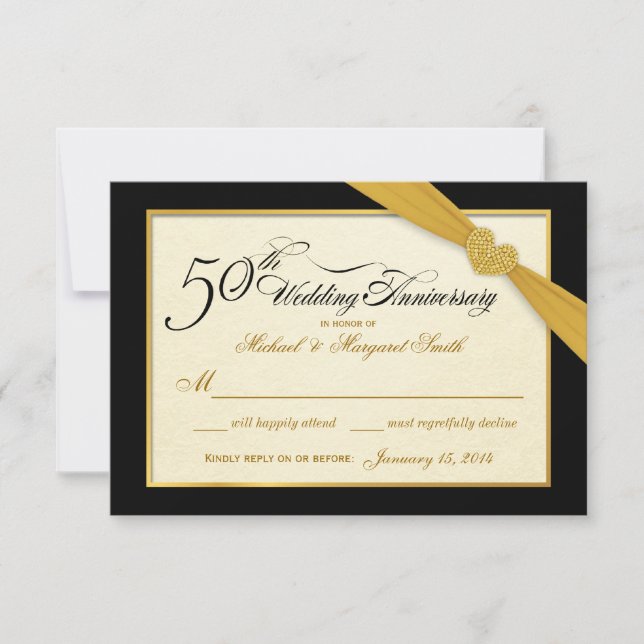 RSVP - 50th Golden Anniversary Black & Gold Card (Front)