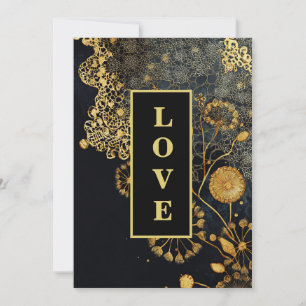 *~ RSVP 8 AR26 QR Gold Lace LOVE Vintage Wedding Invitation