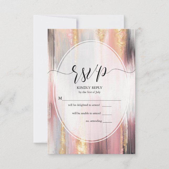 RSVP Abstract Brush Strokes Blush Gold Charcoal (Front)