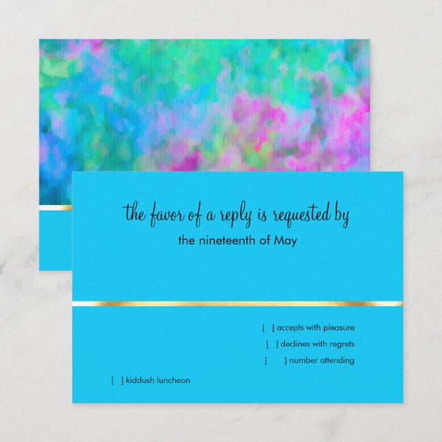 RSVP Abstract Design in Turquoise Blue Purple Aqua Invitation (Front/Back)
