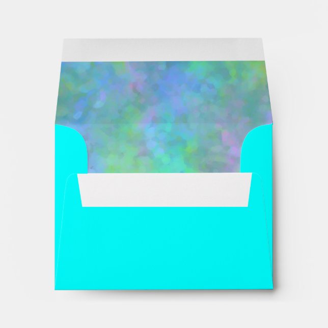 RSVP Abstract Design in Turquoise Silver Envelope (Back (Bottom))