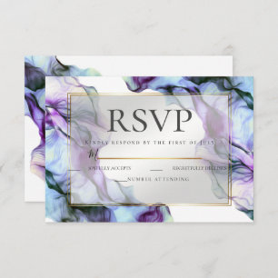 RSVP   Abstract Ultra Violet Indigo Teal Ink Invitation