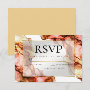 RSVP Abstract Watercolor Autumn Colours 5 Invitation