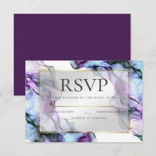 RSVP   Abstract Watercolor Deep Purple Invitation