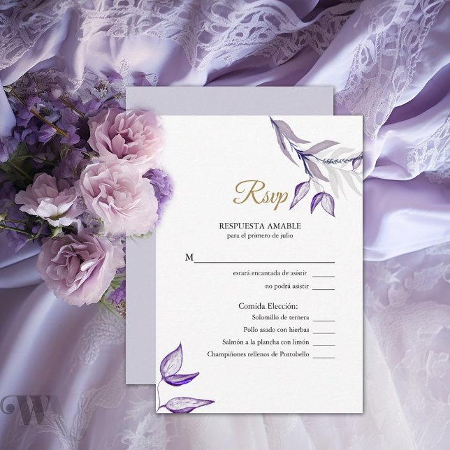 RSVP Acuarela Follaje Púrpura Card (Creator Uploaded)