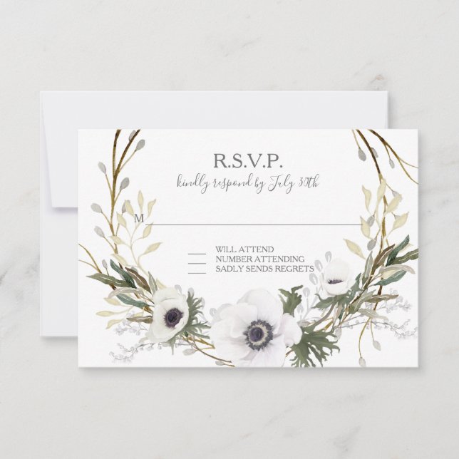 RSVP Anemone Floral BOHO Twig Wreath Watercolor (Front)