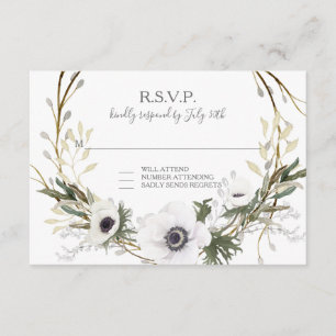 RSVP Anemone Floral BOHO Twig Wreath Watercolor Card