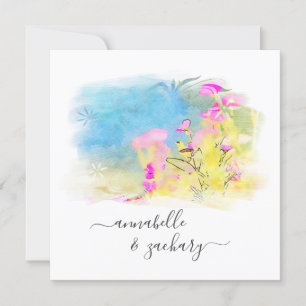 *~* RSVP AR15 QR Watercolor Bird FLORAL Wedding Invitation