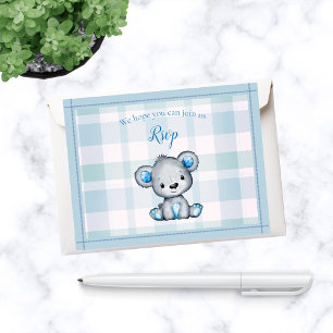 RSVP Baby Shower Cute Grey Bear Card