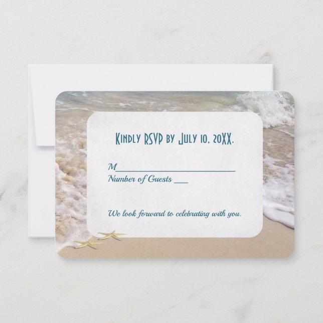 RSVP Beach Wedding Hearts  Invitation (Back)