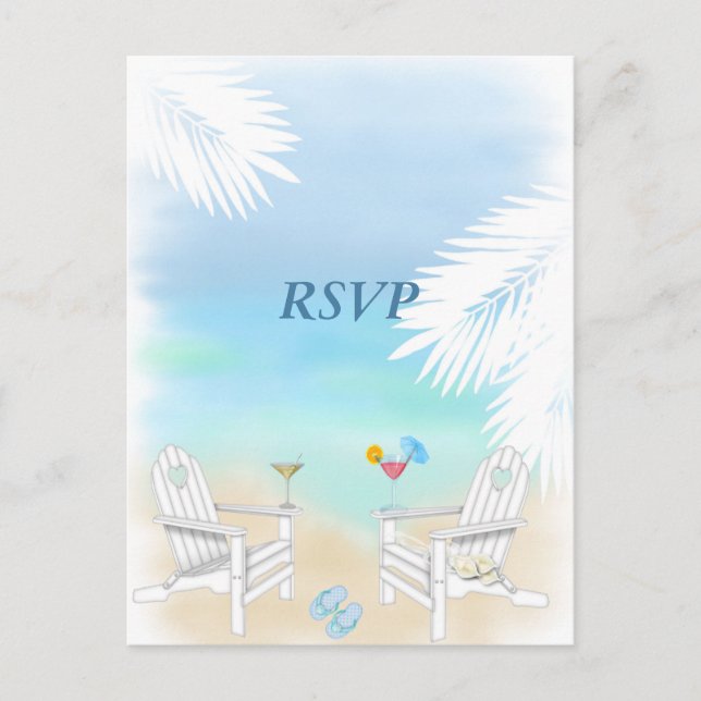 RSVP Beach Wedding Invitation Postcard (Front)