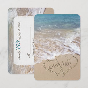 RSVP Beach Wedding with hearts Invitation