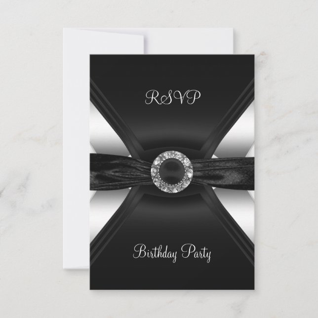 RSVP Birthday Diamond Jewel Black White Silver (Front)
