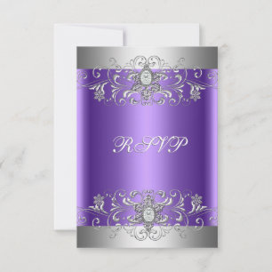 RSVP Birthday Party Purple Silver Diamond