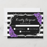 RSVP Birthday Party - Silver Black Purple Card