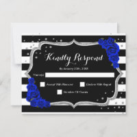 RSVP Birthday Party - Silver Black Royal Blue Card