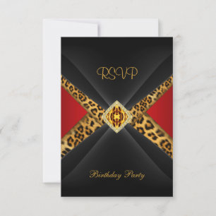 RSVP Birthday Red Gold Black Leopard Jewel