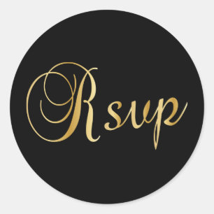 RSVP Black and Gold Classic Round Sticker