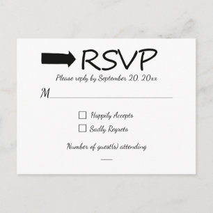 RSVP Black And White Arrow Wedding / Party Invitation Postcard