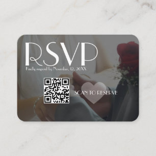  RSVP Black Photo Heart QR Code Wedding Enclosure Card