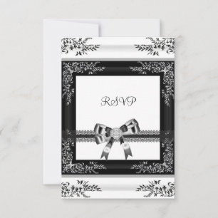 RSVP Black White Lace Floral Diamond 3 Invitation